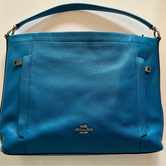 Coach Handbags - Coach Blue Pebbled Leather Hobo Shoulder Bag